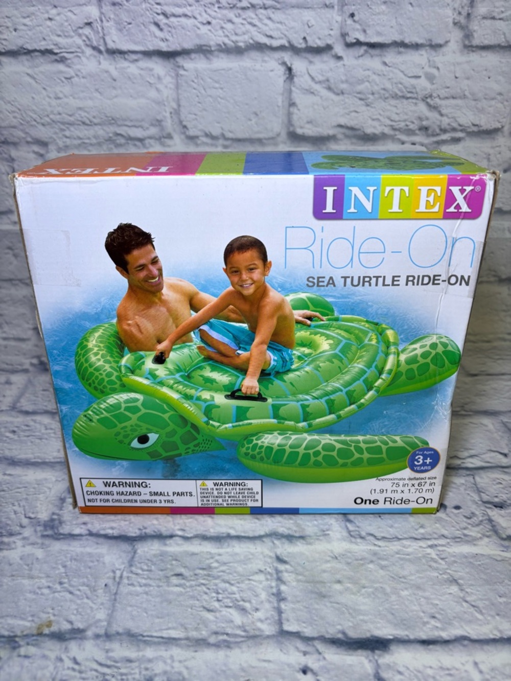 Vintage Old 2015 New In Box Intex Larger Sea Turtle Ride On 75” x 67” # 56524EP